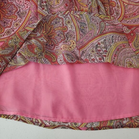 Tommy Hilfiger S Pink Paisley V-neck blouse 3/4 sleeves Retro Colorful - Picture 7 of 11